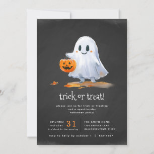 Söt spökspöklik Halloweenfest med bus eller godis Julkort