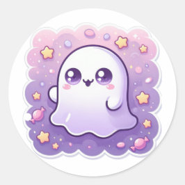 Söt spöksticker Cute Pastell Kuslig charmör Runt Klistermärke