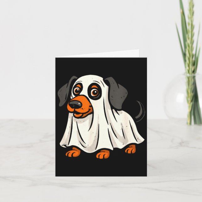 Söt spöktjej hund halloween dachshund  kort (Framsida)
