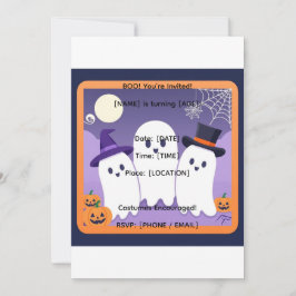 Söt spöktrio Halloween födelsedagsfest inbjudan