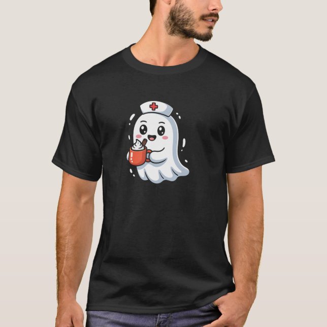 Söt spösköterska med pumpa kryddmugg höst hallo t shirt (Framsida)