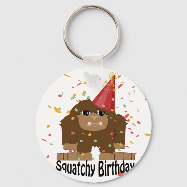 Söt Squatchy födelsedag Bigfoot Nyckelring (Framsida)