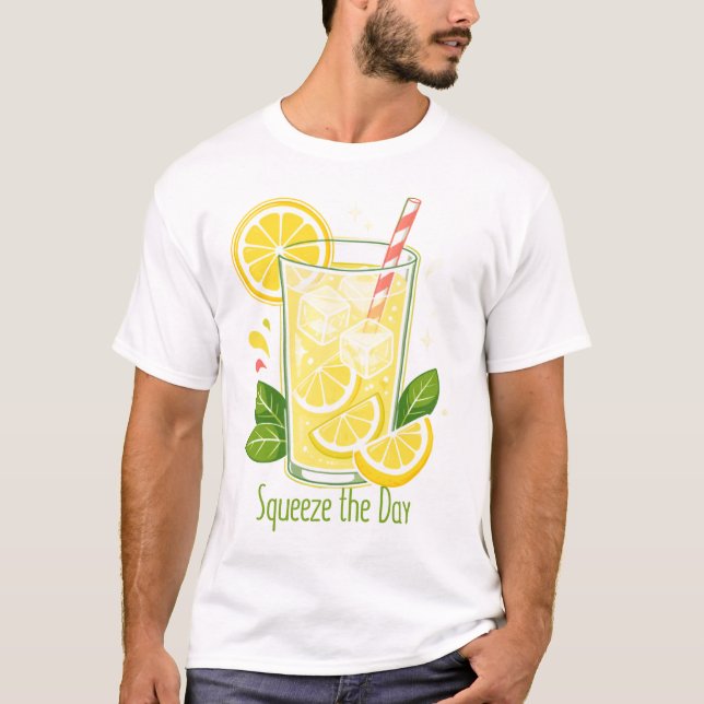 Söt Squeeze the Day Lemonad Sommar  T Shirt (Framsida)