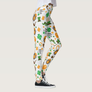 Söt St. Paddy's Day irländsk temad mönster Leggings