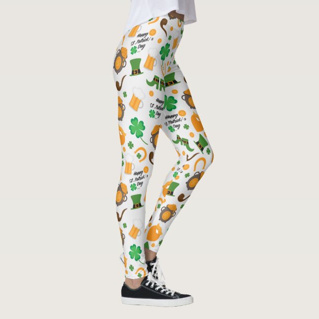 Söt St. Paddy's Day irländsk temad mönster Leggings (Höger)