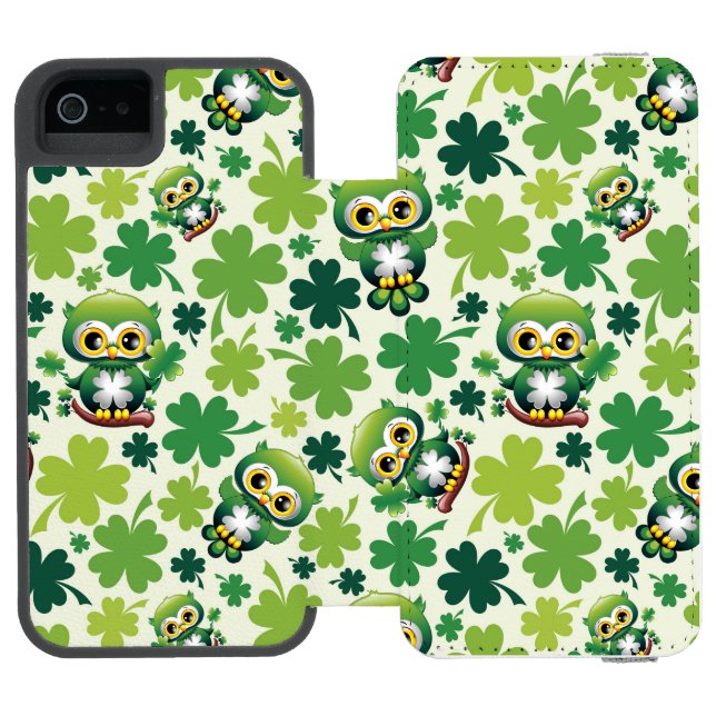Söt St Patrick Cartoon för Baby Uggla Incipio iPhone Wallet Skal (Folio Öppen)