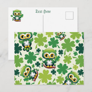 Söt St Patrick Cartoon för Ugglor Helg Vykort