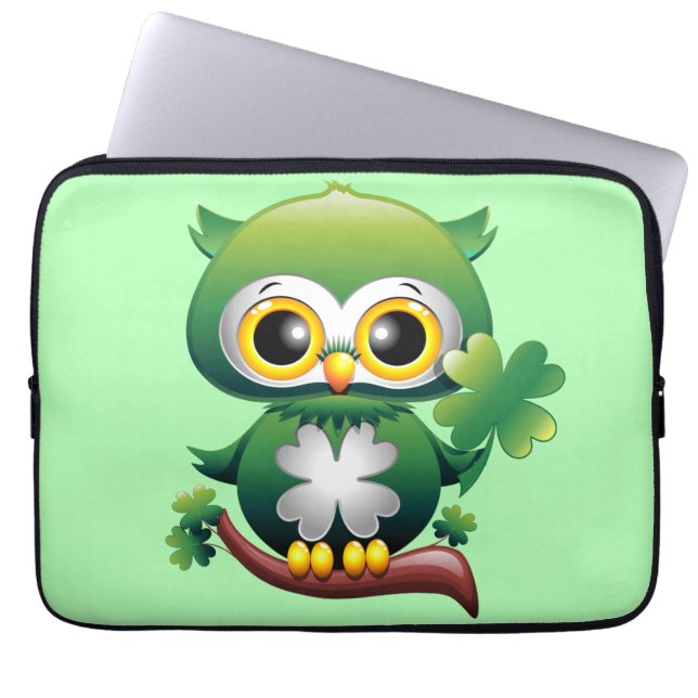 Söt St Patrick Tecknad Ugglebaby Laptop Fodral (Framsidan)