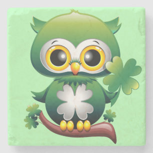 Söt St Patrick Tecknad Ugglebaby Stenunderlägg