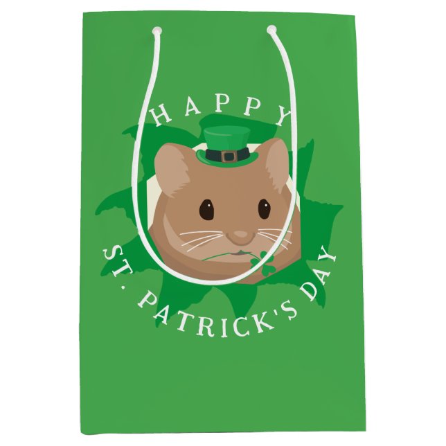 Söt St. Patricks dag-hamster som tittar genom hål (Framsidan)