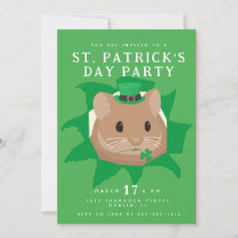 Söt St. Patricks dag-hamster som tittar genom hål Inbjudningar