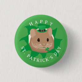 Söt St. Patricks dag-hamster som tittar genom hål Knapp