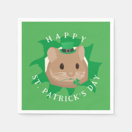 Söt St. Patricks dag-hamster som tittar genom hål Pappersservett