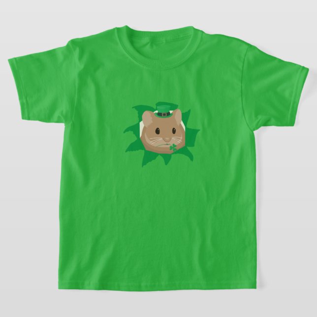 Söt St. Patricks dag-hamster som tittar genom hål T Shirt (Laydown)