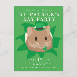 Söt St. Patricks dag-hamster som tittar genom hål Vykort