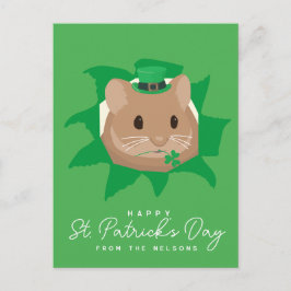 Söt St. Patricks dag-hamster som tittar genom hål Vykort