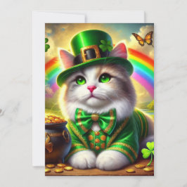 Söt St. Patricks dag katt platt semesterkort Julkort