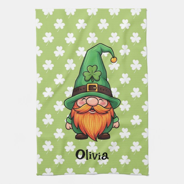 Söt St. Patricks dag Lucky Leprechaun Gnome  Kökshandduk (Vertikal)
