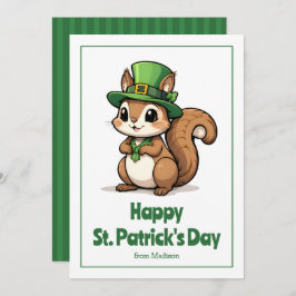 Söt St. Patrick's Day-ekorre med grön hatt Julkort