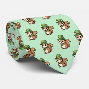 Söt St. Patricks Day-ekorre med grön hatt Slips