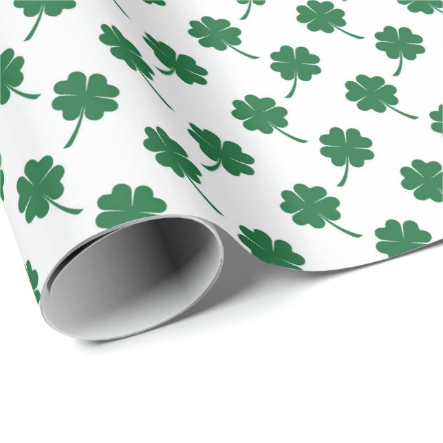 Söt St. Patrick's day fyrabladig klöver Presentpapper (Rullad Hörn)