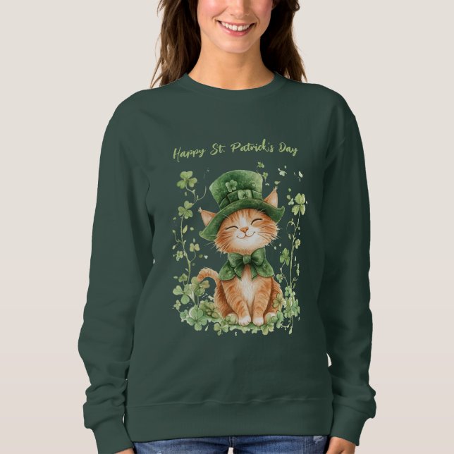 Söt St. Patrick's Day katttröja  T Shirt (Framsida)