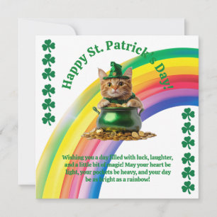 Söt St. Patrick's Day-kort – Katt i gryta med guld Julkort