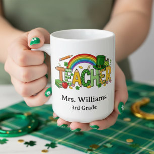 Söt St. Patrick's Day Lucky to Teach lärarepresent Kaffemugg