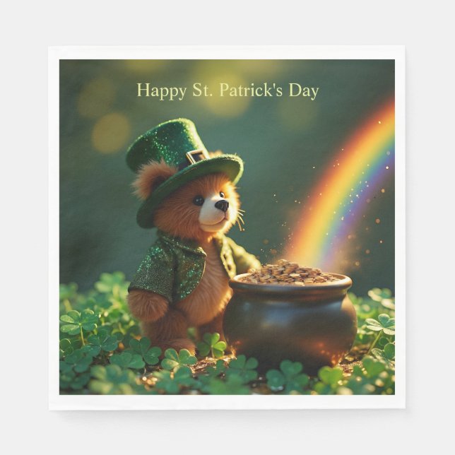 Söt St. Patrick's Day-nalle Pappersservett (Framsidan)