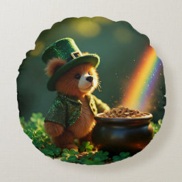 Söt St. Patrick's Day-nalle Rund Kudde