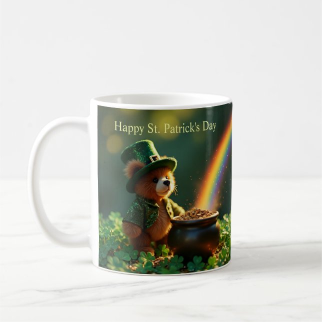 Söt St. Patrick's Day-nallebjörn Kaffemugg (Vänster)