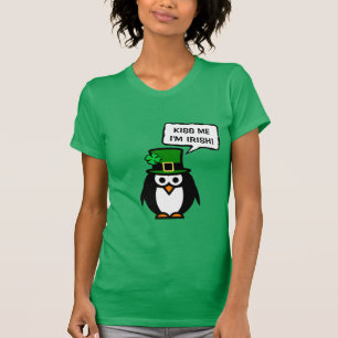 Söt St Patricks Day pingvin t-shirt Kyss mig ...