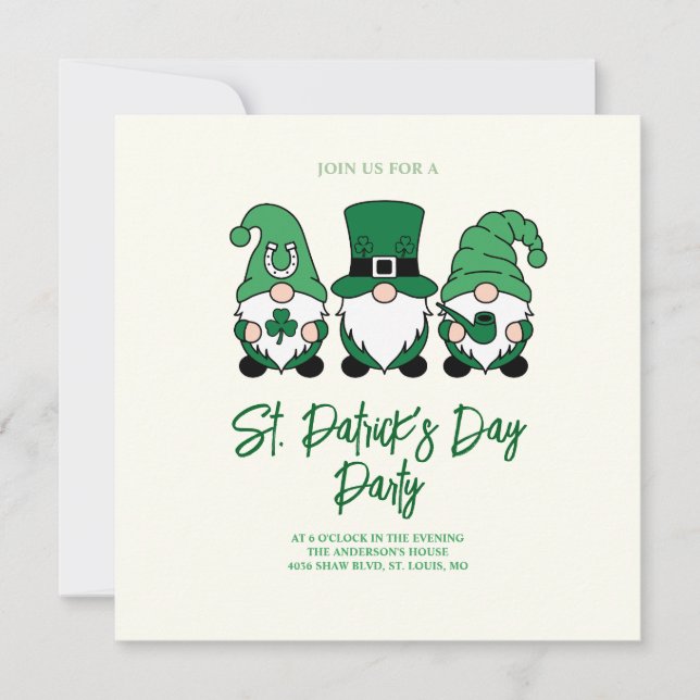 Söt St. Patrick's Day Tomte Inbjudningar (Framsida)