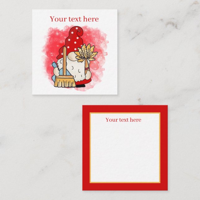 söt städning affärstilläggstextgnom anteckningskort (Fram/baksida)