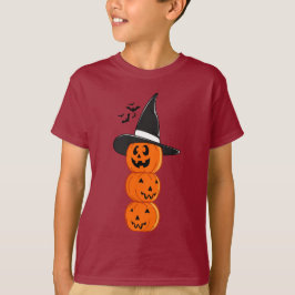 Söt staplade pumpa-häxa Halloween-barntröja T Shirt