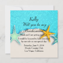 Söt Starfish Summer Beach Bridesmaid Card
