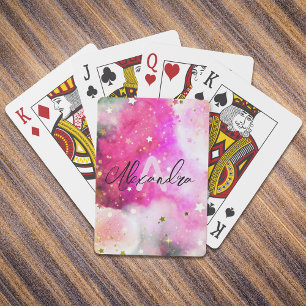 Söt Stars Rosa Clouds och Finare Chic Script Casinokort