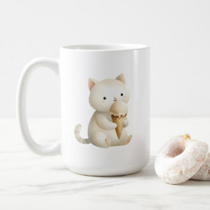 Söt start av kaffe Mugg Kattunge med iskräm