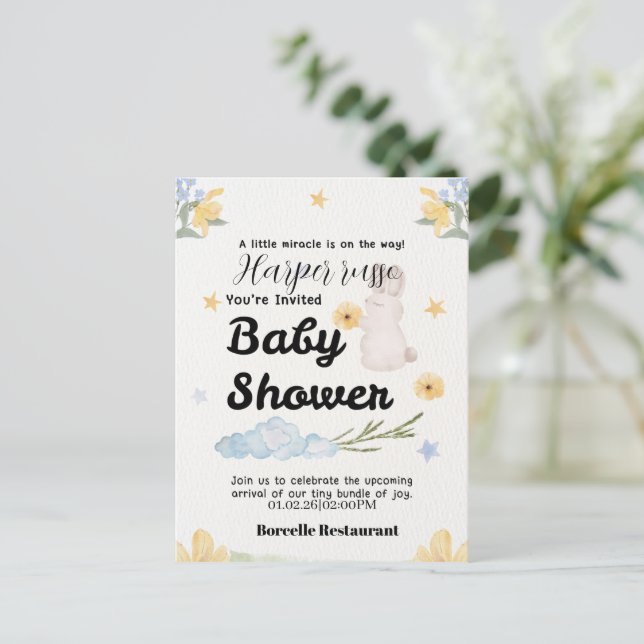 Söt Start Baby Shower Kollektion Inbjudan Vykort (Stående Fram)