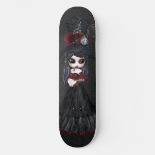 Söt Steampunk Goth tjej svart skateboard Bräda 20,5 Cm
