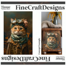 Söt Steampunk Katt Whimsical Dräkt A5R Decoupage