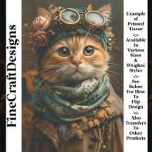 Söt Steampunk Katt Whimsical Dräkt AY1 Decoupage