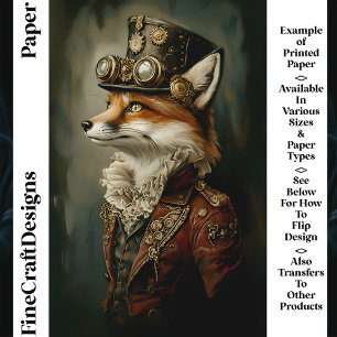Söt Steampunk Rävvporträtt CJ7 Scrapbookpapper