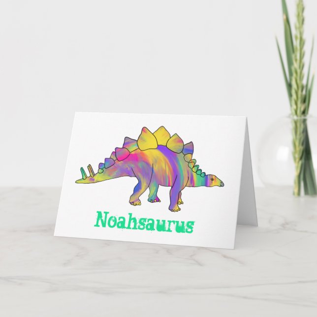 Söt Stegosaurus Dinosaur Personlig Födelsedag Helgkort (Framsida)