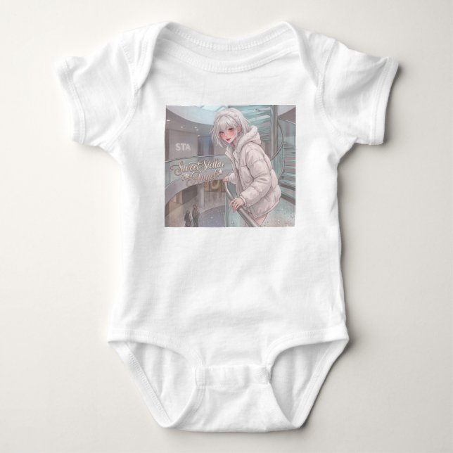 Söt Stellar Ängel: Silverhårig Animeflicka Baby & T Shirt (Framsida)