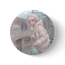 Söt Stellar Ängel: Silverhårig Animeflicka Vinter
