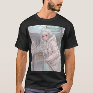 Söt Stellar Ängel: Silverhårig Animeflicka Vinter T Shirt