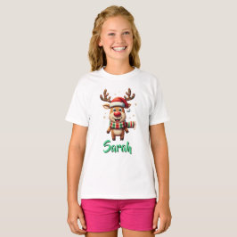 Söt stickad ren jul-illusion t-shirt