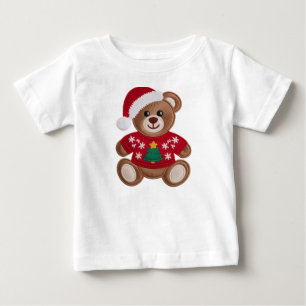 Söt stickad teddybjörn jultröja  t shirt