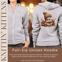 Söt stickande kattunge heldräkt, unisex hoodie med